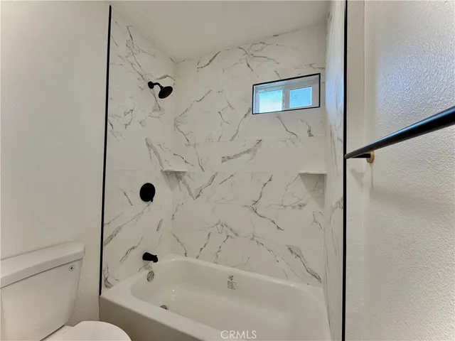 a bathroom with a bathtub