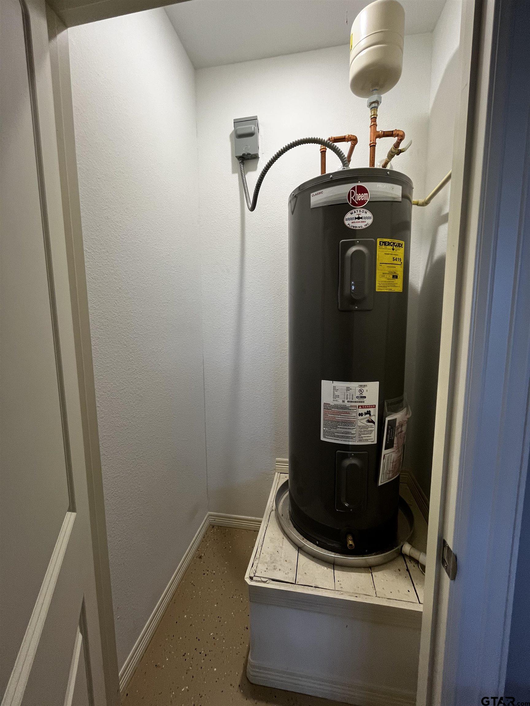 136 Letha Court Tyler, TX 75702 - Photo 29 of 34 a room with water heater and a wooden door