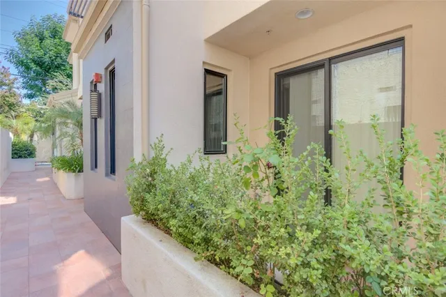 a bathroom with a shower curtain and a sink
