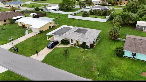 an aerial view of a house