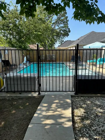 a view of a black gate