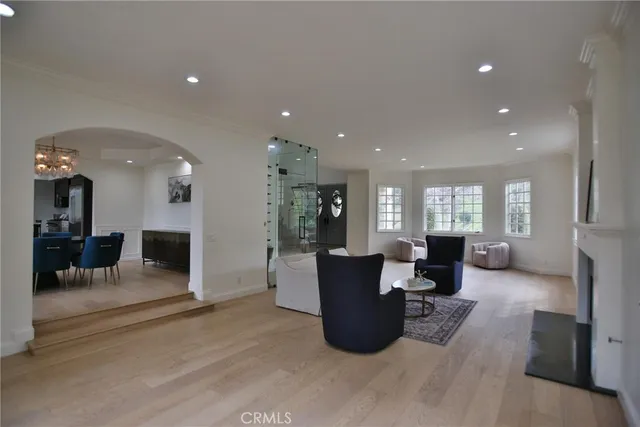 a view of a living room and dining room