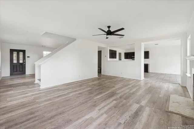 a view of a livingroom with a fireplace