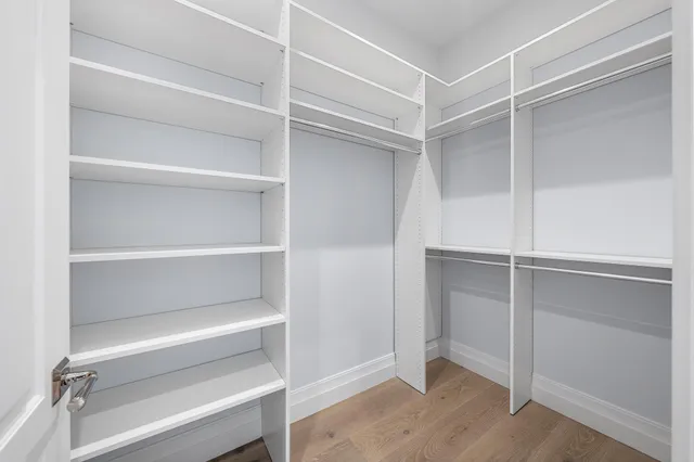 a view of an empty walk in closet