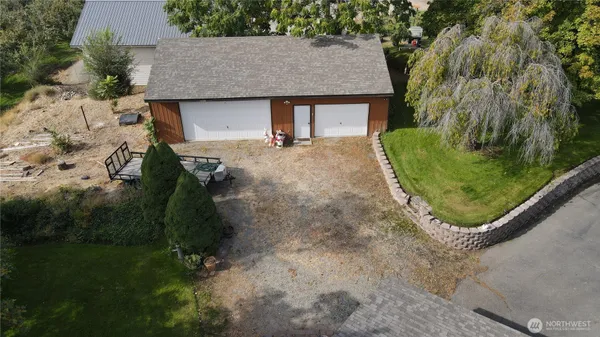an aerial view of a house
