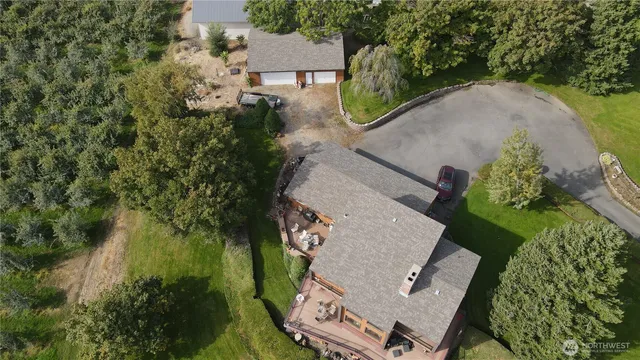 an aerial view of a house