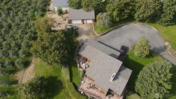 an aerial view of a house