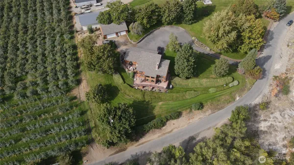 an aerial view of a house