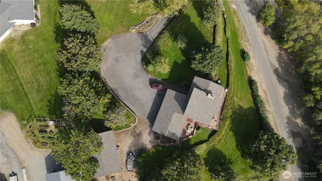 an aerial view of a residential houses