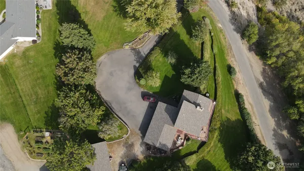 an aerial view of a garden