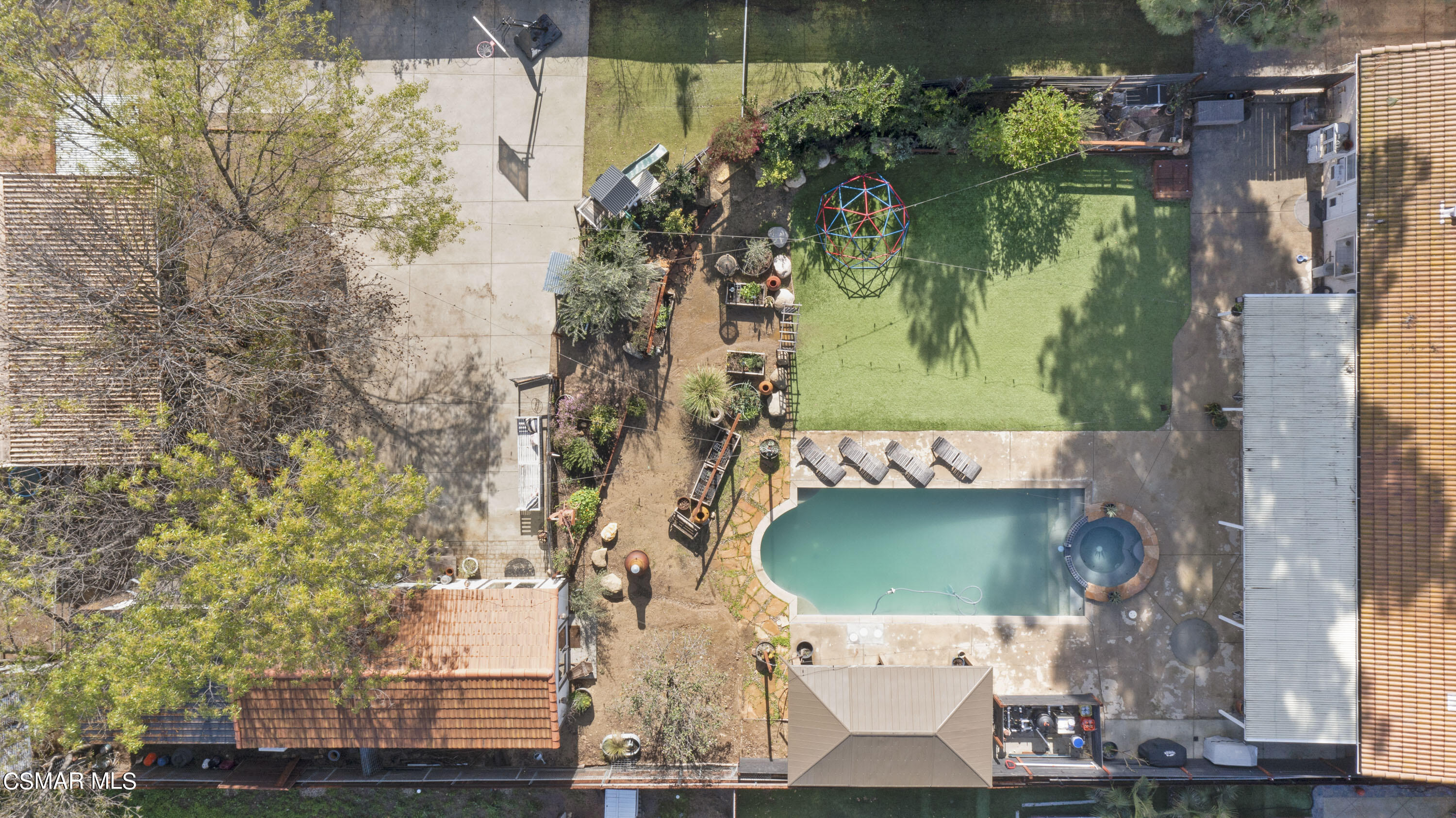 1065 Rambling Road Simi Valley, CA 93065 - Photo 36 of 54 an aerial view of a house with a yard and large trees