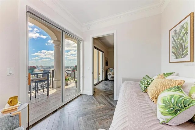 a view of a kitchen counter space with furniture and window
