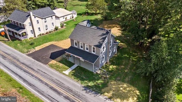 an aerial view of a house