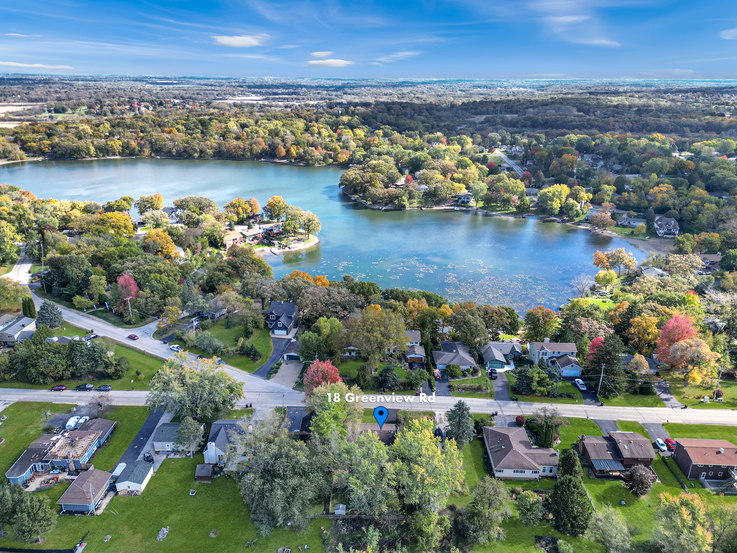 18 Greenview Road Oakwood Hills, IL 60013 - Photo 33 of 35 an aerial view of lake and residential houses with outdoor space