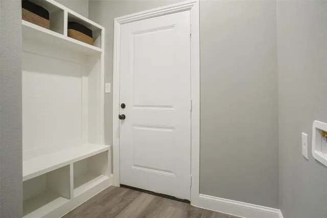 a view of an empty walk in closet