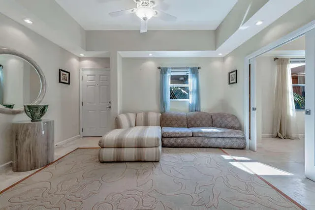 a view of a hallway with workspace