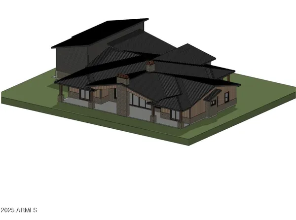 a black and white building with black and white umbrella
