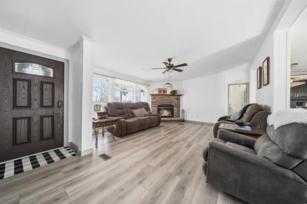 a living room with furniture