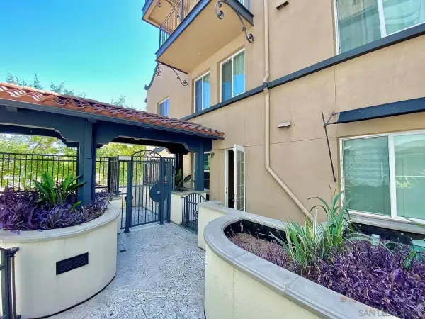 a view of a house with a potted plant