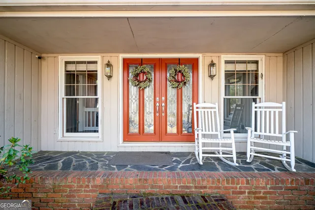 a front view of a house with a window