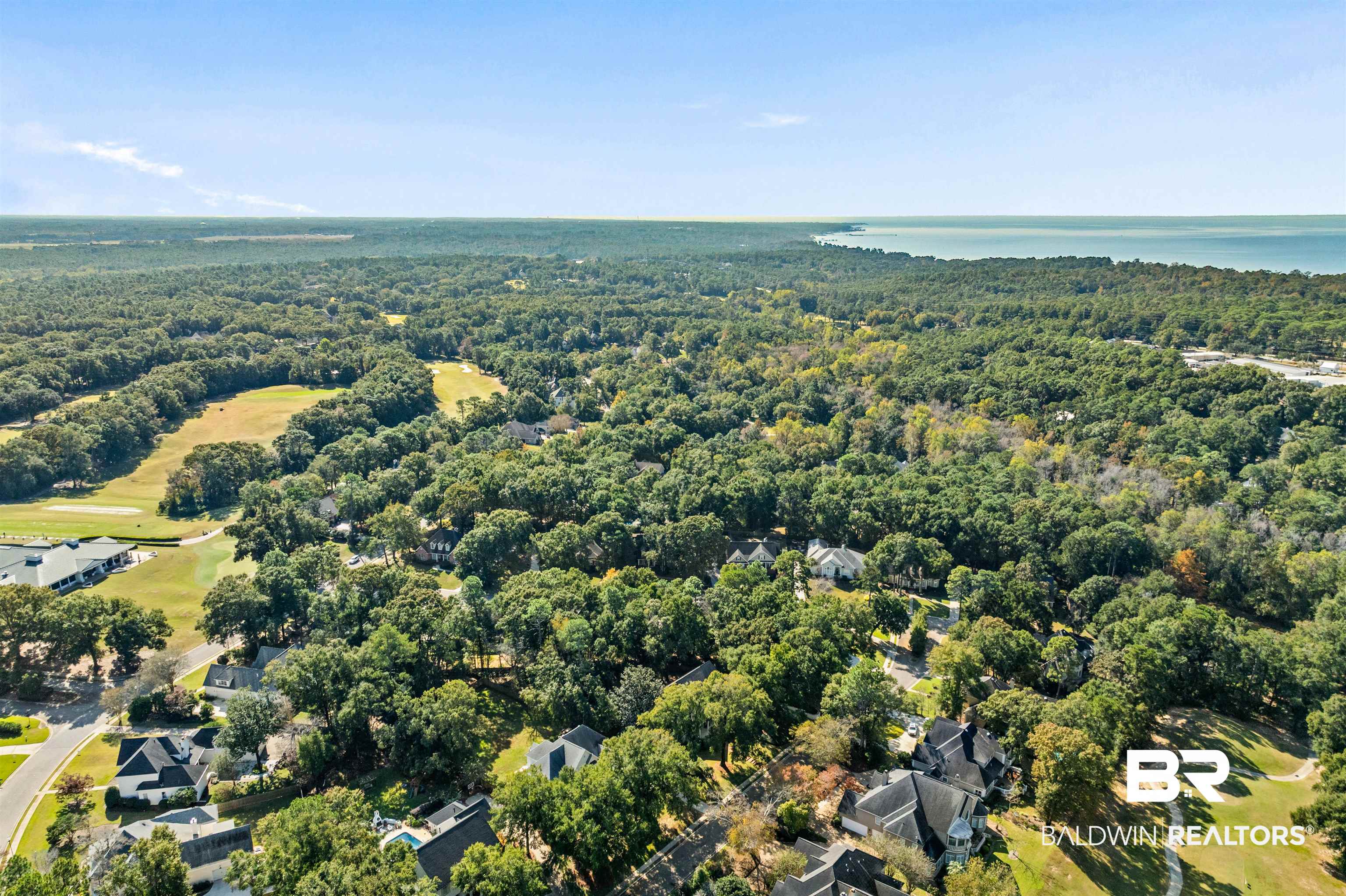 107 Beaver Dam Road Fairhope, AL 36532 - Photo 40 of 45 Drone / aerial view of a forest and a nearby body of water