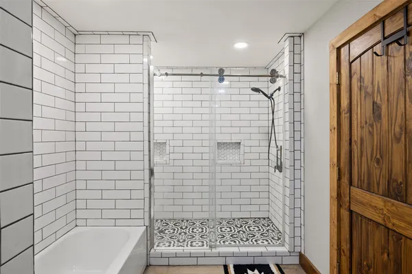 a bathroom with a shower