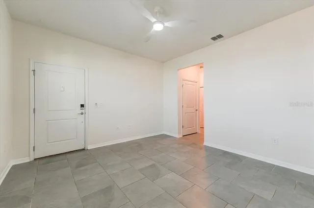 an empty room with an entryway