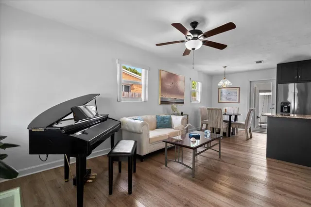 a living room with furniture