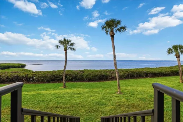 a view of a garden with a fountain