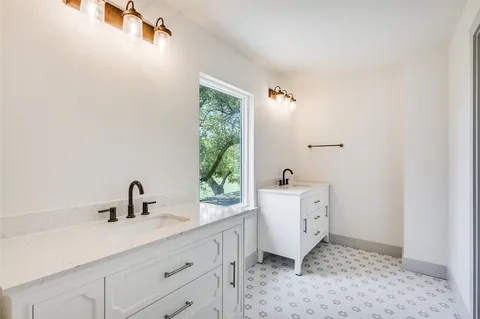 a bathroom with a bathtub