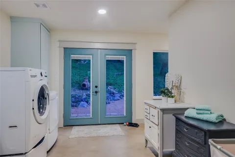 a backyard of a house with lots of green space