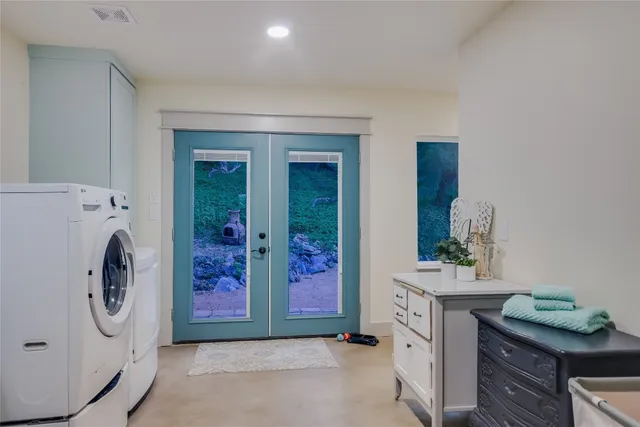 a backyard of a house with lots of green space