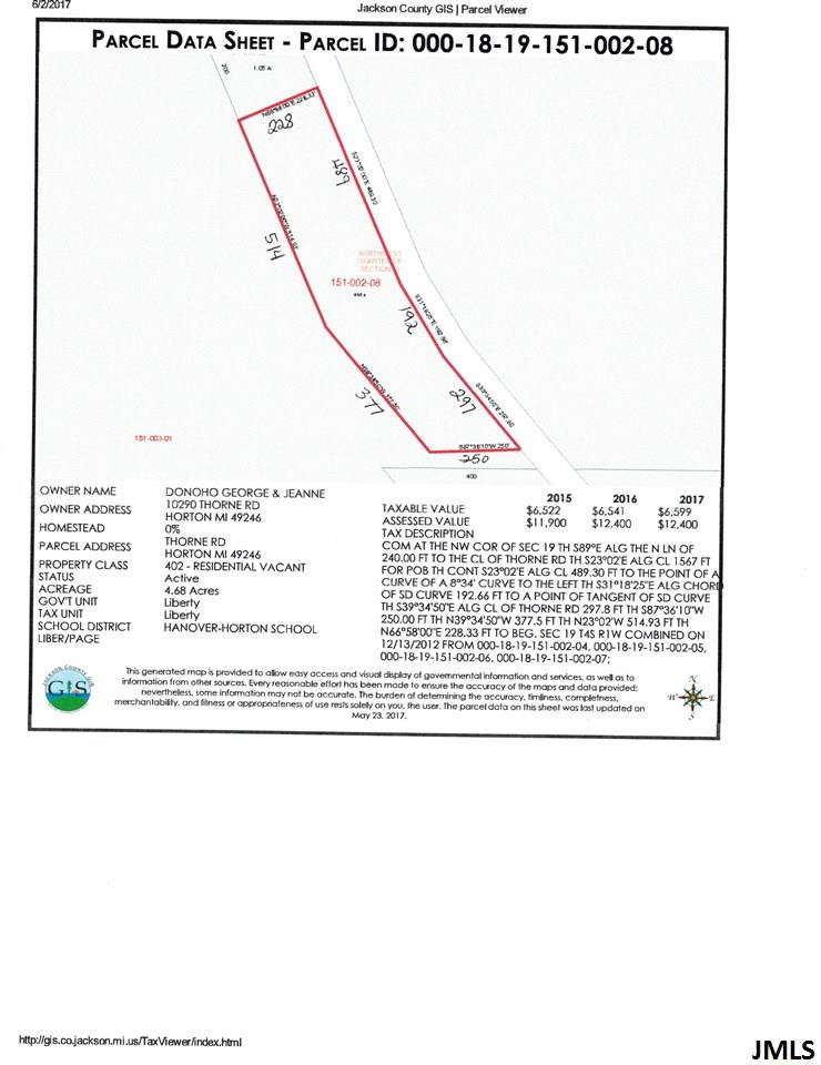 V/l Thorne Road Horton, MI 49246 - Photo 1 of 1 Photo 1
