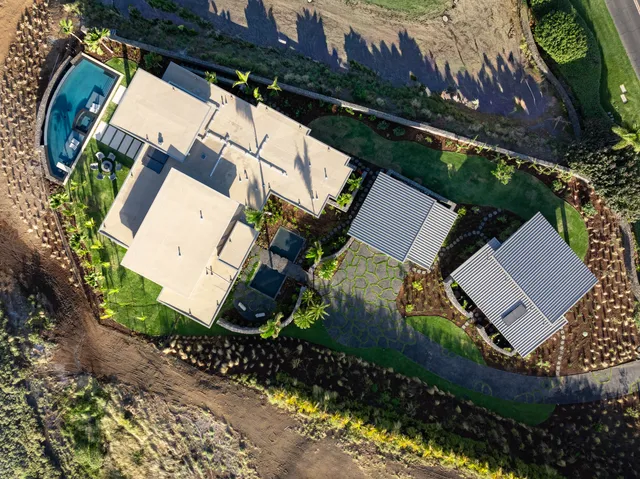 an aerial view of a house