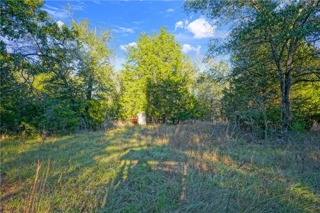 a view of a lake with a yard
