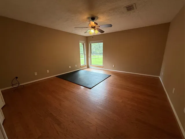 a view of a livingroom with a window