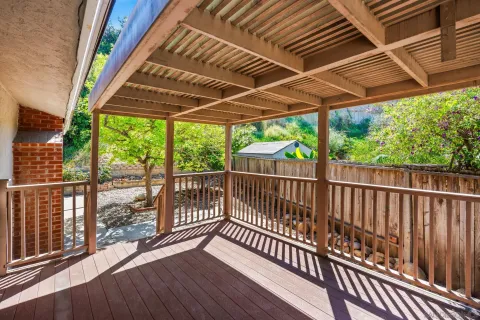 a view of a wooden deck