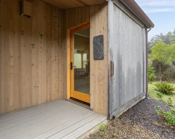 a view of wooden door
