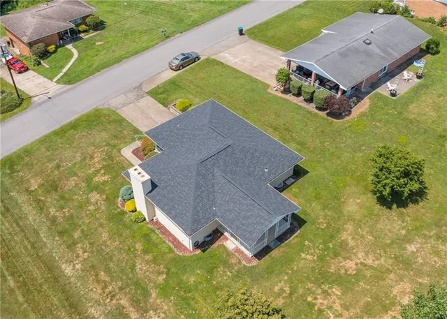 an aerial view of a house