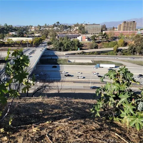 a city view with tall buildings