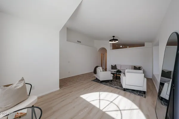 a living room with furniture