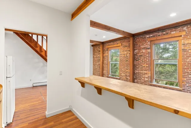 a hallway with windows