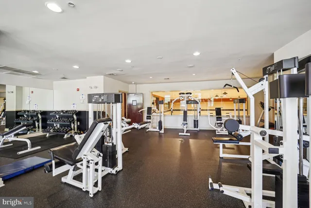 a view of a room with gym equipment