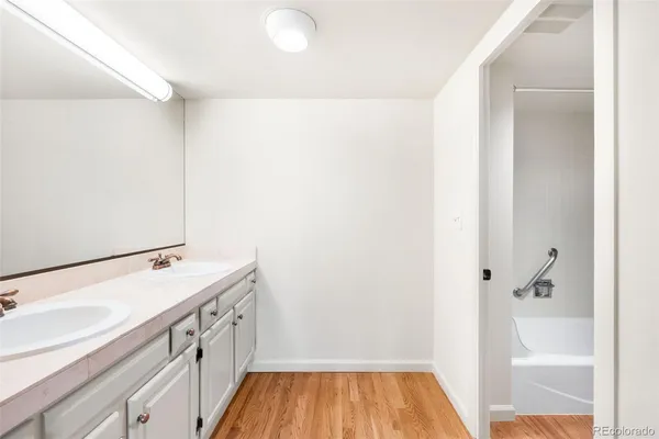 a bathroom with a sink and a shower