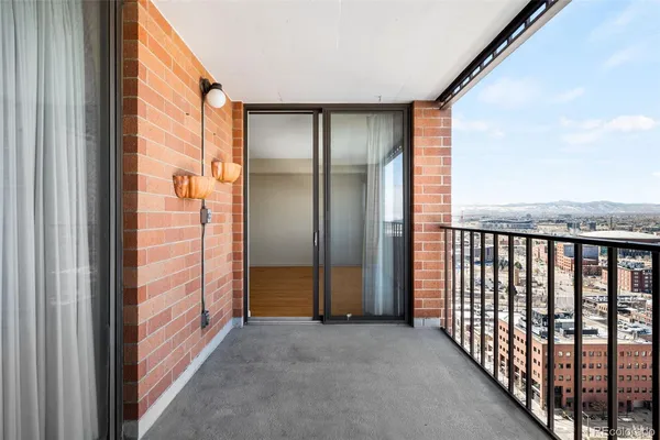 a view of city from a balcony