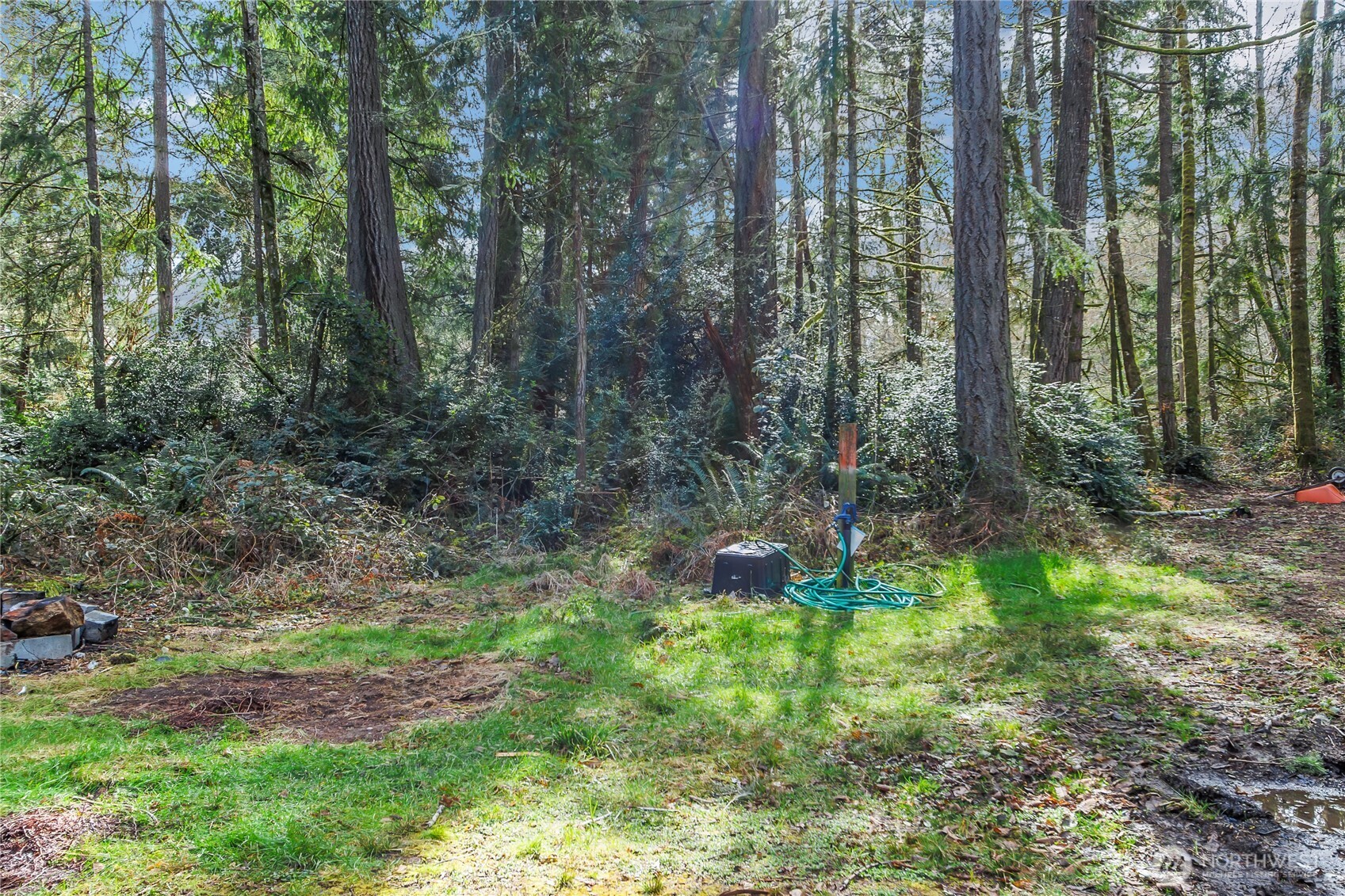 17124 80th Street Southwest Longbranch, WA 98351 - Photo 18 of 37 a backyard of a house with lots of green space and fountain