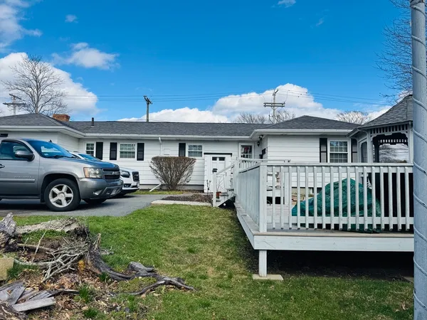 a view of a house with a patio