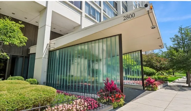 a view of a potted flower in the corridor