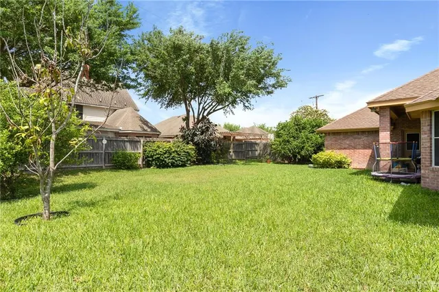 a view of a house with backyard and a tree