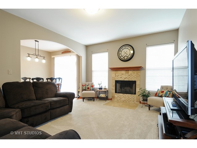 503 Goodwin Drive, Unit 503 Bolingbrook, IL 60440 - Photo 4 of 10 a living room with furniture a fireplace and a flat screen tv